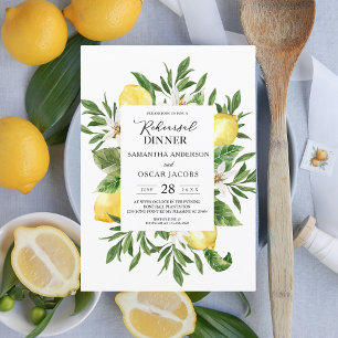 Vintage Watercolor Yellow Lemons & Leaf Frame Invitation