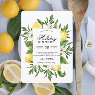 Vintage Watercolor Yellow Lemons & Leaf Frame Invitation