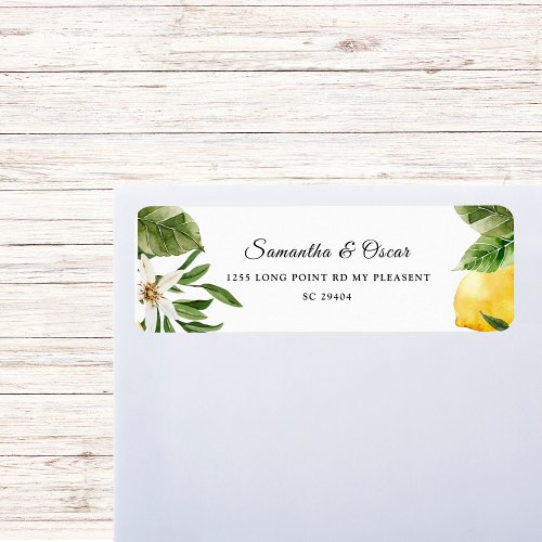 Vintage Watercolor Yellow Lemons  Leaf Frame Label