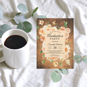 Vintage Watercolor Yellow & Orange Flowers Frame Invitation