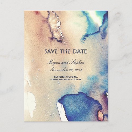 Vintage Watercolors Beach Elegant Save The Date Announcement Postcard - Beach vintage watercolors save the date postcards