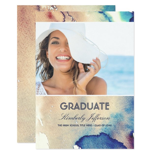 Vintage Watercolors Photo Graduation Card