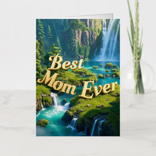 Vintage Waterfall Best Mom Ever  Foil Greeting Card