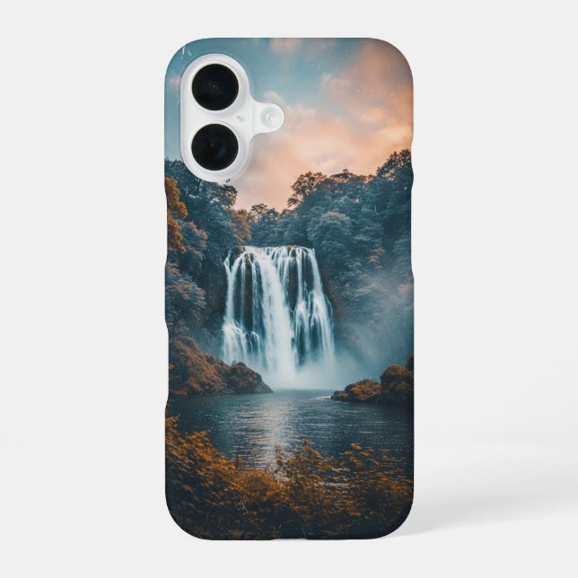 Vintage Waterfall in a Rocky Landscape iPhone Case (Back)