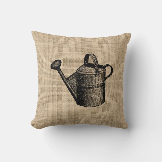 Vintage Watering Can Pillow (Front)