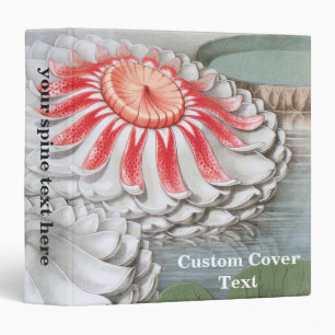 Vintage Waterlily Flowers, Waterlilies in a Pond 3 Ring Binder