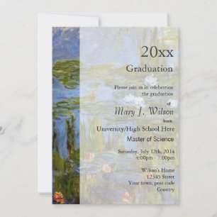 Vintage waterlily oil painting graduation party invitation