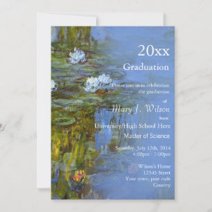 Vintage waterlily oil painting graduation party invitation