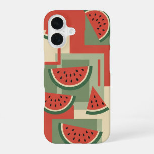 Vintage Watermelon Block Pattern iPhone 16 Case