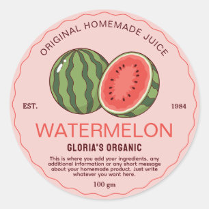 Vintage Watermelon Fruit Juice Homemade Product Classic Round Sticker