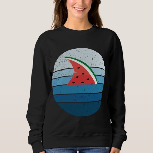 Vintage Watermelon Fruit Shark Finning Summer Vaca Sweatshirt