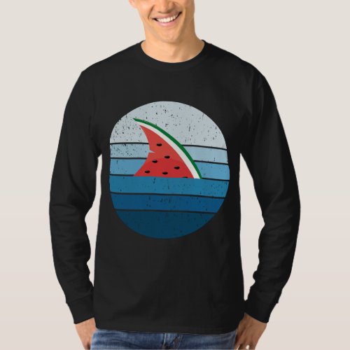 Vintage Watermelon Fruit Shark Finning Summer Vaca T_Shirt