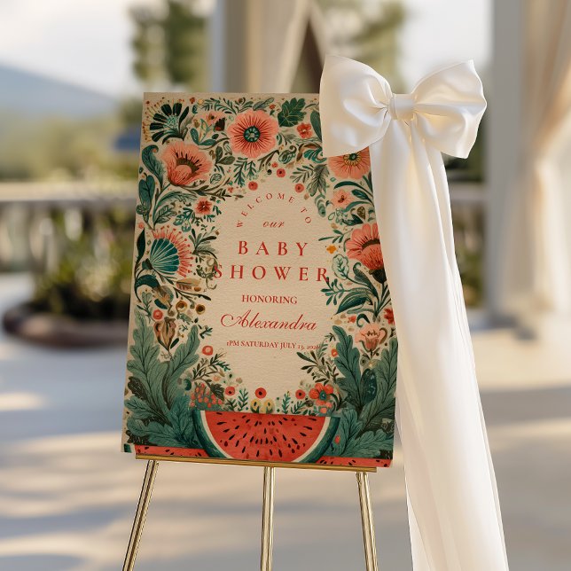 Vintage Watermelon Garden Botanical Baby Shower Foam Board (Creator Uploaded)