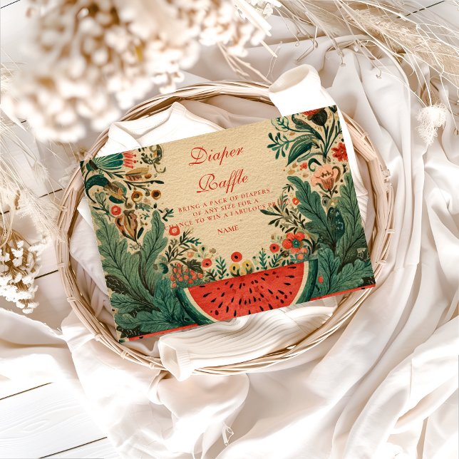 Vintage Watermelon Garden Diapper Raffle  Enclosure Card (Creator Uploaded)