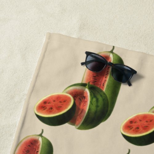 Vintage Watermelons Tall Round Organic Food Fruit Beach Towel