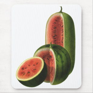 Vintage Watermelons Tall Round, Organic Food Fruit Mouse Pad