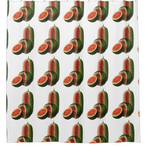 Vintage Watermelons Tall Round Organic Food Fruit Shower Curtain