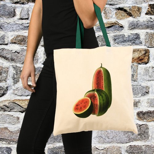 Vintage Watermelons Tall Round Organic Food Fruit Tote Bag