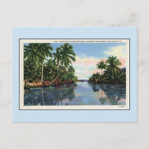 Vintage Waterway between Miami and Palm Beach Postcard