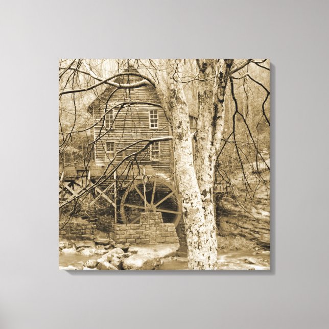 Vintage Waterwheel Canvas Print (Front)