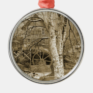 Vintage Waterwheel Metal Ornament