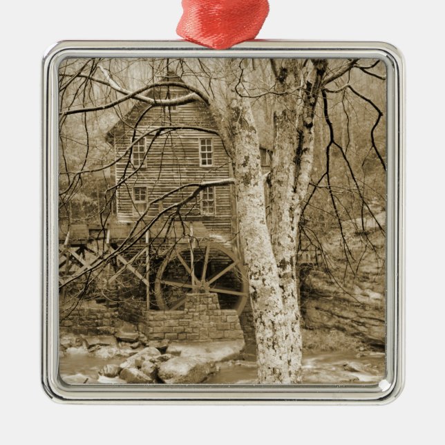 Vintage Waterwheel Metal Ornament (Front)