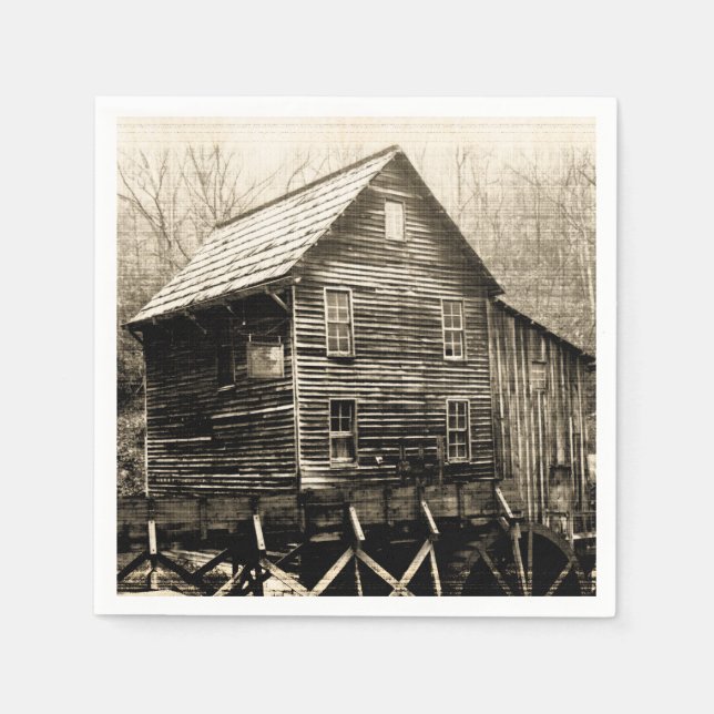 Vintage Waterwheel Paper Napkins (Front)