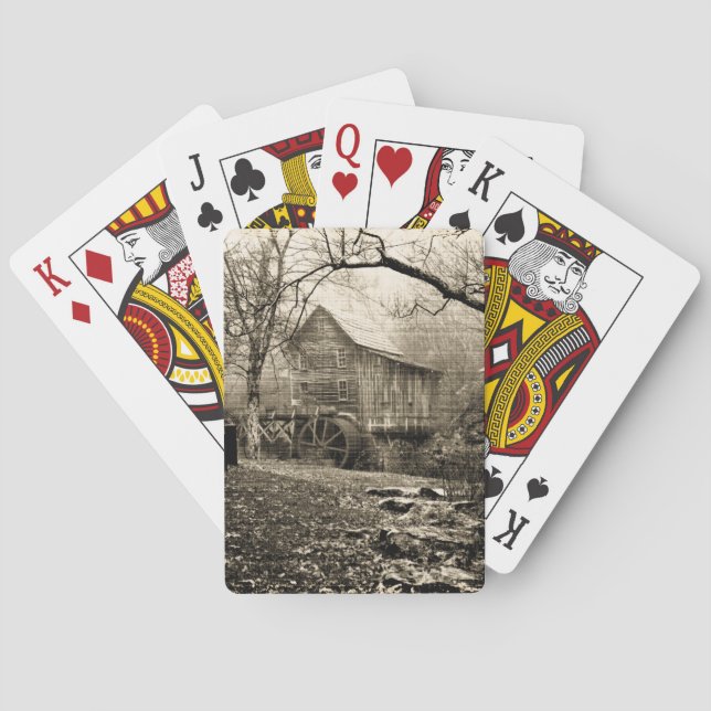 Vintage Waterwheel Poker Cards (Back)