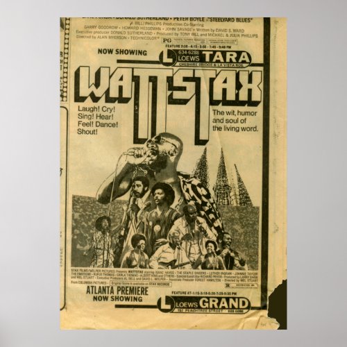 Vintage Wattstax Ephemera Movie Premiere 1973 Poster