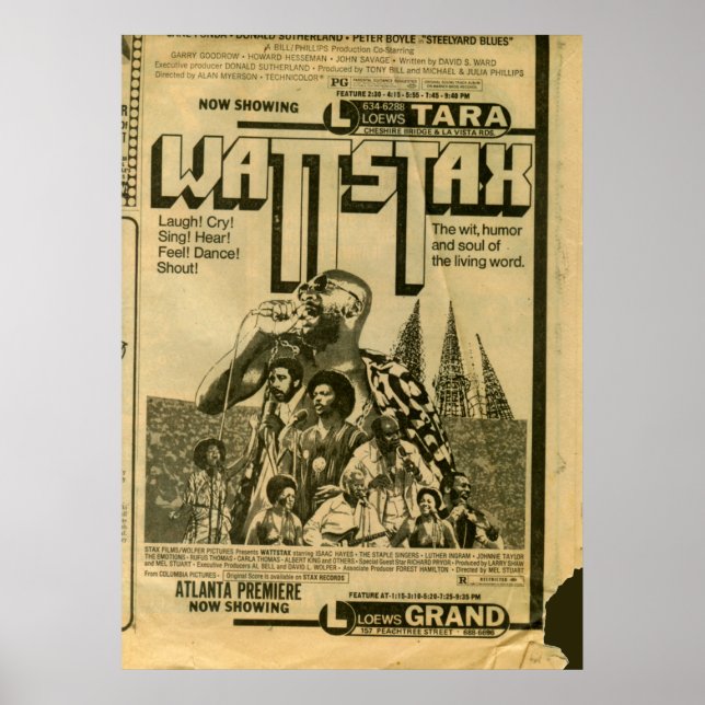 Vintage Wattstax Ephemera Movie Premiere 1973 Poster (Front)