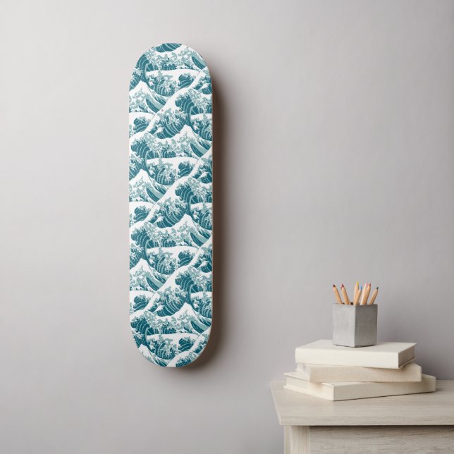 Vintage Wave Pattern Skateboard (Wall Art)