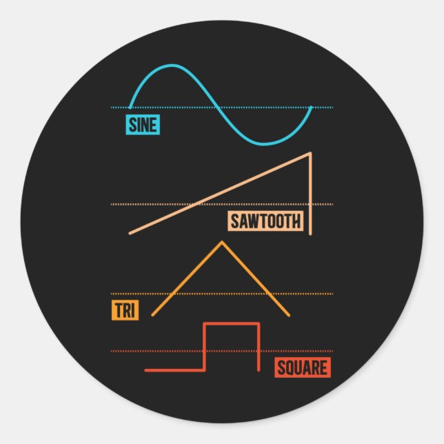 Vintage Waveform Analog Musician Classic Round Sticker (Front)