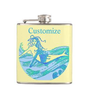 Vintage Waveriding Mermaid Thunder_Cove Flask