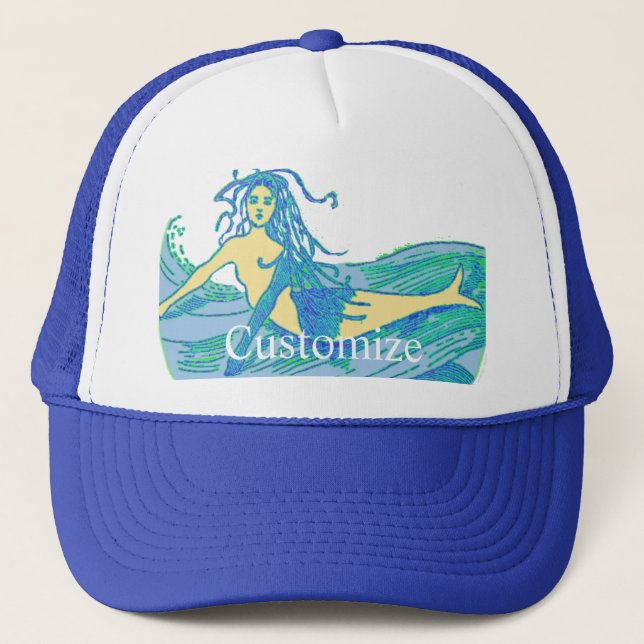 Vintage Waveriding Mermaid Thunder_Cove Trucker Hat (Front)