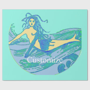 Vintage Waveriding Mermaid Thunder_Cove Wrapping Paper