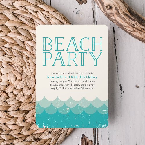 Vintage Waves Beach Party Invitation
