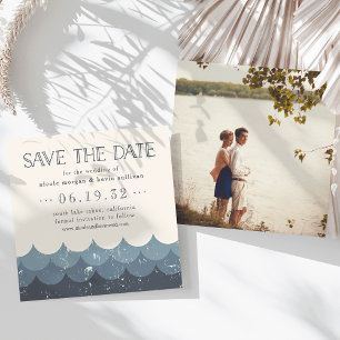 Vintage Waves Lakeside Wedding Save the Date Invitation