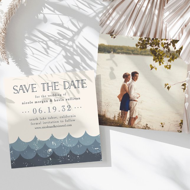 Vintage Waves Lakeside Wedding Save the Date Invitation (Creator Uploaded)