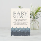 Vintage Waves Navy Baby Shower Invitation (Standing Front)