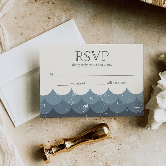 Vintage Waves Navy RSVP Card (Creator Uploaded)