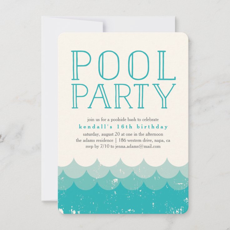 Vintage Waves Pool Party Invitation | Zazzle