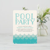 Vintage Waves Pool Party Invitation (Standing Front)