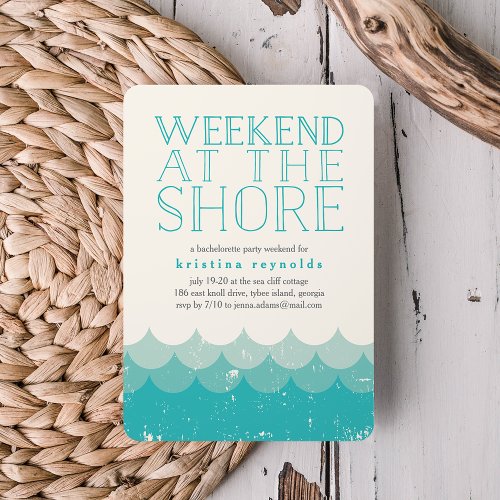 Vintage Waves Shore Weekend Getaway Invitation