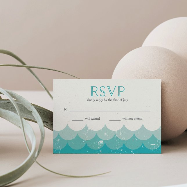 Vintage Waves Turquoise RSVP Card (Creator Uploaded)