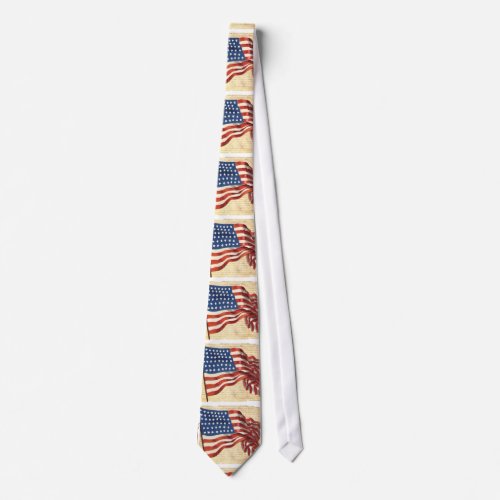 Vintage Waving American Flag Neck Tie