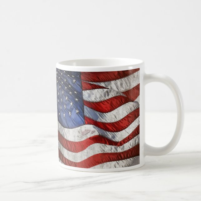 Vintage Waving American Flag Personalized Coffee Coffee Mug (Right)