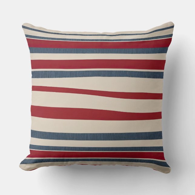 vintage waving stripes throw pillow (Front)
