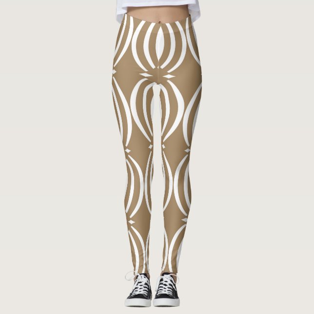 Vintage Wavy Lines Geometric Design Leggings (Front)