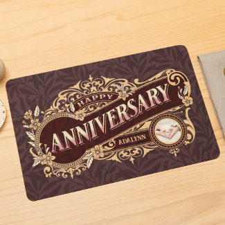 Vintage Wavy Typography Anniversary Gift Brown