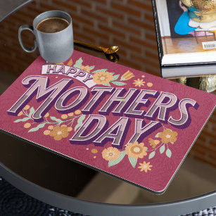 Vintage Wavy Typography Mother's Day Gift Red Placemat